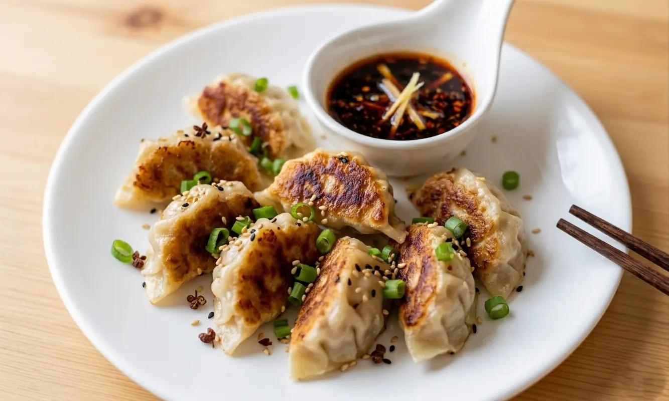 Pan-Fried Pork Dumplings at Emerald Garden Chinese Restaurant in NW Calgary